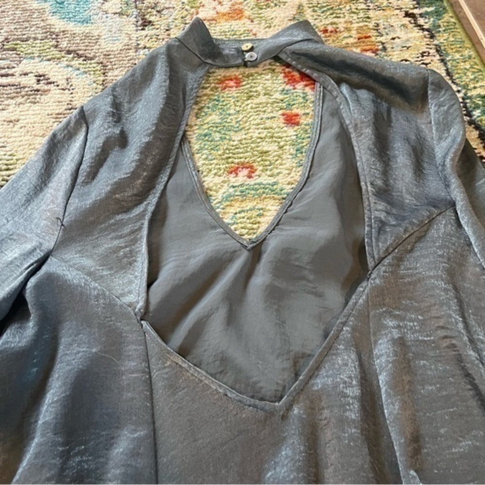 Show Me Your Mumu dark gray peasant bohemian open back dress - Picture 5 of 9